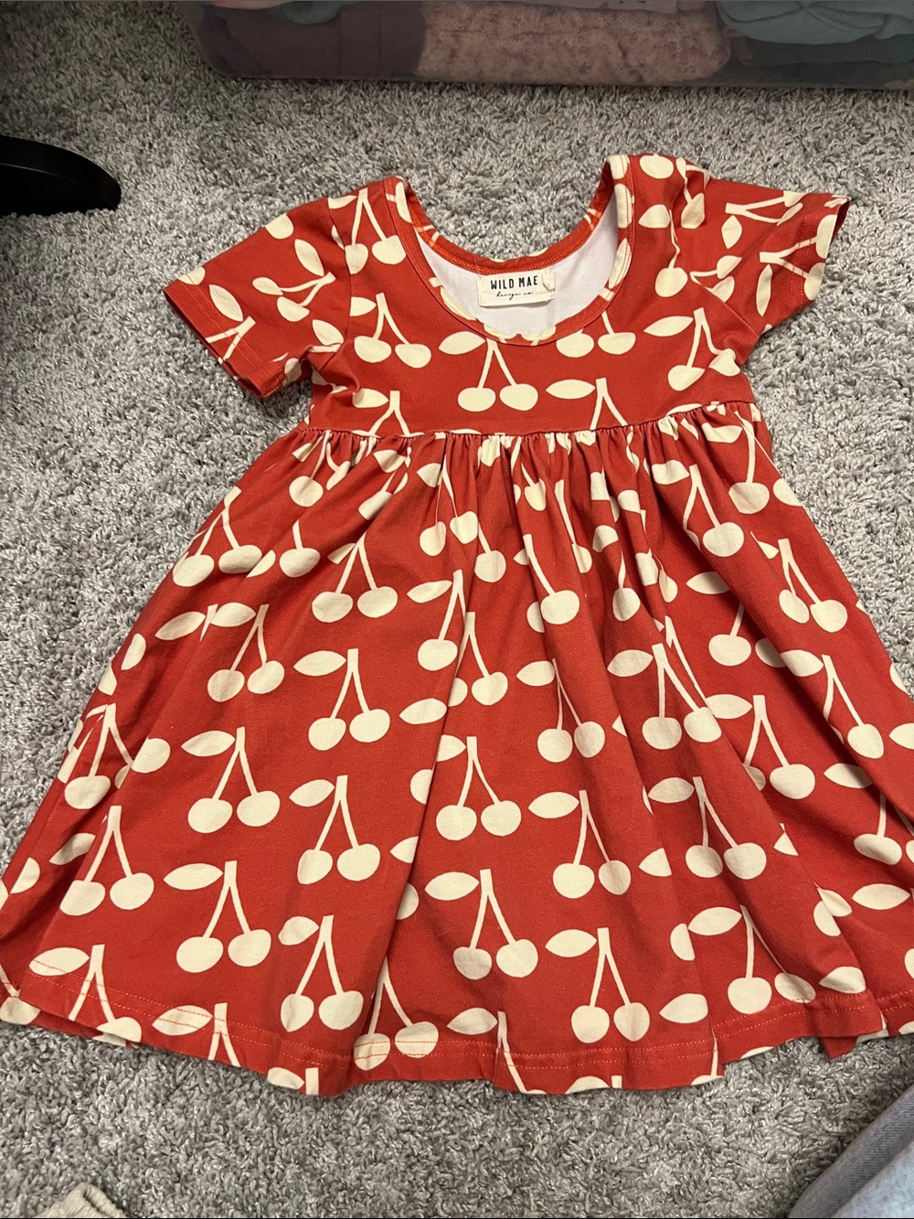 NWOT Toddler Rust Cherry Print Knit Dress